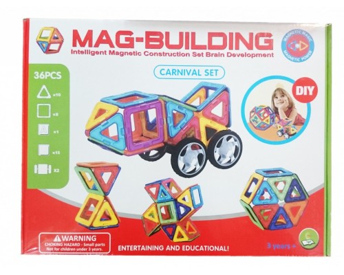 Магнитный конструктор MAG BUILDING, 36 деталей